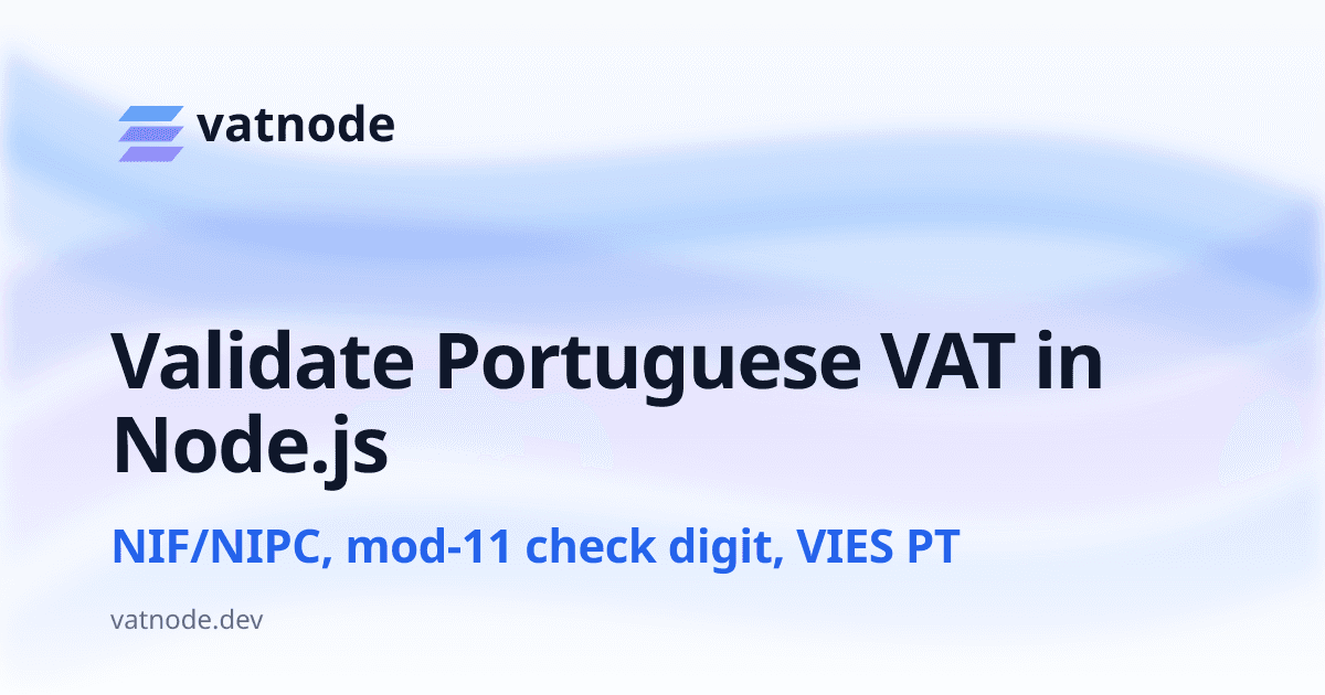 Validate Portuguese VAT Numbers (NIF) in Node.js