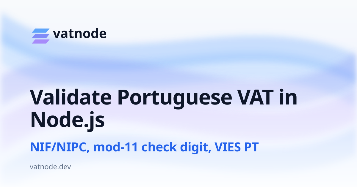 Validate Portuguese VAT Numbers (NIF) in Node.js